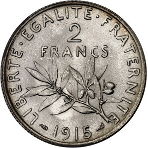 IIIe République (1870-1940). 2 francs Semeuse 1915, Paris.
