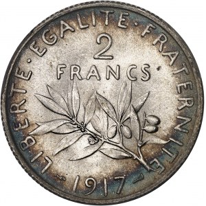 IIIe République (1870-1940). 2 francs Semeuse 1917, Paris.