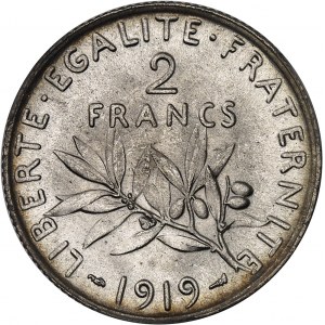 IIIe République (1870-1940). 2 francs Semeuse 1919, Paris.