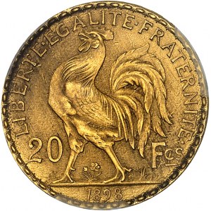 IIIe République (1870-1940). Présérie de 20 francs Marianne, Frappe spéciale (SP) 1898, Paris.