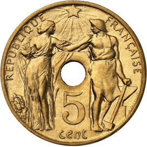IIIe République (1870-1940). Essai hybride en Or de 5 centimes / 10 centimes par Varenne 1912, Paris.
