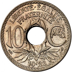 IIIe République (1870-1940). 10 centimes, Lindauer 1922, Paris.