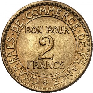 IIIe République (1870-1940). 2 francs, Chambres de Commerce 1921, Paris.