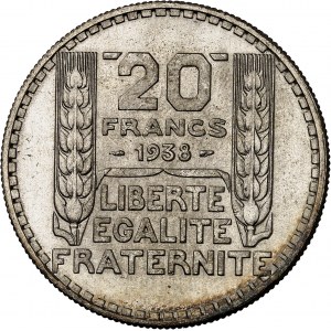 IIIe République (1870-1940). 20 francs Turin 1938, Paris.