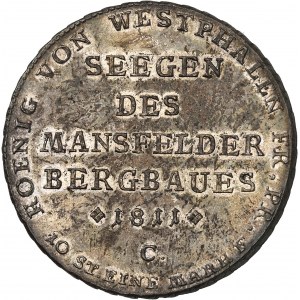 Westphalie, Jérôme Napoléon (1807-1813). Thaler, visite des mines de Clausthal, 1er type 1811, C, Clausthal.