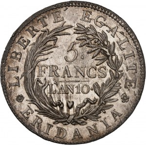 Gaule subalpine (1800-1802). 5 francs An 10 (1802), Turin.