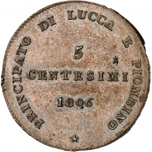 Lucques, Elisa Bonaparte et Felix Baciocchi (1805-1814). 5 centesimi 1806, Florence.