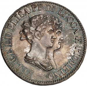 Lucques, Elisa Bonaparte et Felix Baciocchi (1805-1814). 5 franchi 1807, Florence.