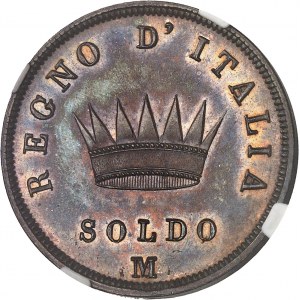 Milan, royaume d’Italie, Napoléon Ier (1805-1814). Soldo (5 centesimi), Flan bruni (PROOF) 1811, M, Milan.