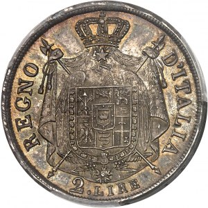 Milan, royaume d’Italie, Napoléon Ier (1805-1814). 2 lire, 2e type avec tranche en creux 1813, M, Milan.