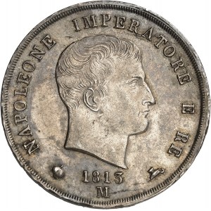 Milan, royaume d’Italie, Napoléon Ier (1805-1814). 5 lire, 2e type avec tranche en creux 1813, M, Milan.