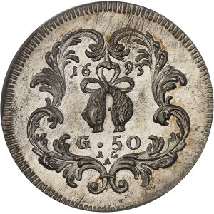 Naples et Sicile, Charles II d’Espagne (1674-1700). 50 grana (demi-ducaton) 1693 M/AG/A, Naples.