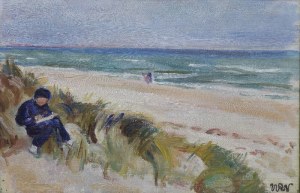 Wojciech WEISS (1875-1950), Nad Bałtykiem [Aneri malująca na wydmach]