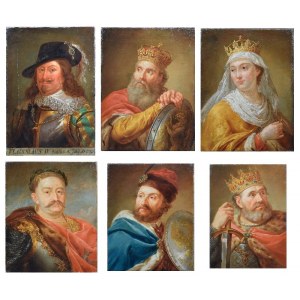 Painter unspecified, 19th century according to Marcello BACCIARELLI (1731-1818), Set of 6 images of Polish rulers