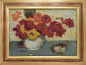Alfons KARPIŃSKI (1875-1961), Zinnias in a vase, 1940