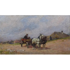 Adam SETKOWICZ (1876-1945), Wóz na wiejskiej drodze