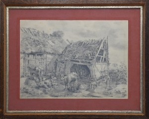 Rudolph SLEVOGT (XIX w.), W wiejskiej zagrodzie, 1868
