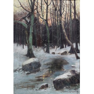 Konrad KURZWELLY-MÜLLER (1855-1914), A stream in the forest in winter