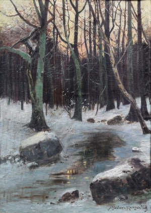 Konrad KURZWELLY-MÜLLER (1855-1914), Strumyk w lesie zimą