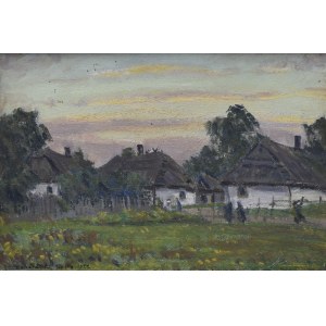Stefan DOMARADZKI (1897-1983), Ländliche Landschaft mit Häusern - Siołka, 1922