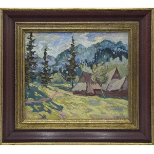 Jozef MULARCZYK (1916-?), Mountain landscape with huts