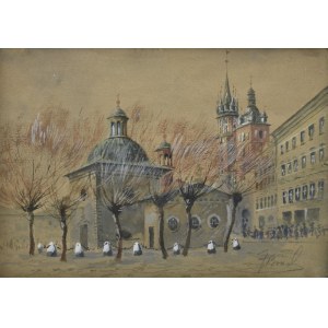 Jozef BRACH, 20th century, View of St. Adalbert's Church in Krakow