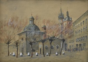 Józef BRACH, XX w., Widok na kościół św. Wojciecha w Krakowie