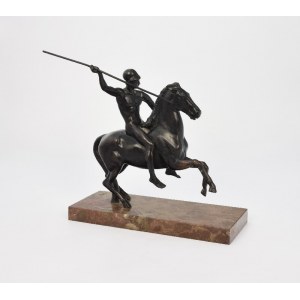 Horsebacked Greek warrior with a spear