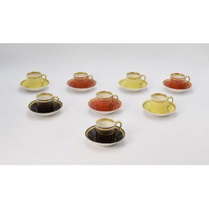 KPM - KING'S PORCELLA MANUFACTURE, Set of 8 litron cups, with saucers