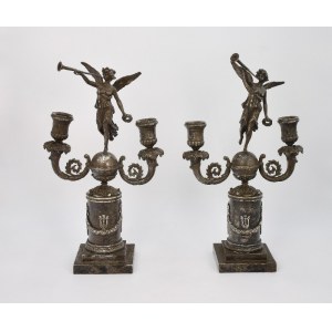 J. FRAGET - Silber- und Galanteriewarenfabrik (1824-1944), Paar doppelarmige Kerzenleuchter