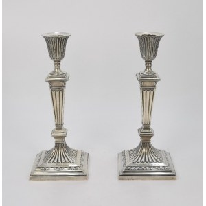 HAWKSWORTH, EYRE &amp; Co (firm active 1833-1932), Pair of candlesticks