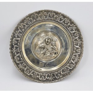 E. AGGELIDNE, Commemorative plate with the image of Our Lady and Child