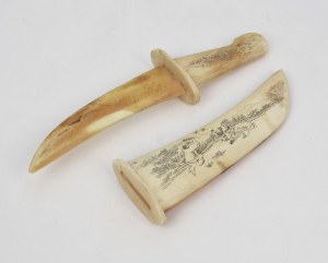 Decorative paper knife, in scabbard