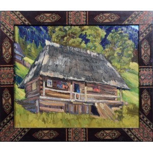 Hutsul frame with the painting Hutsul hut