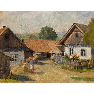 Antoni TESLAR (1898-1972), Na wiejskim podwórzu (1955)