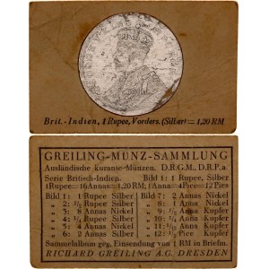 British India 1 Rupee 1911 German Collector's Coin Card