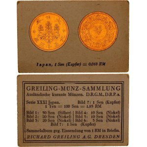 Japan 1 Sen 1924 (13) German Collector's Coin Card