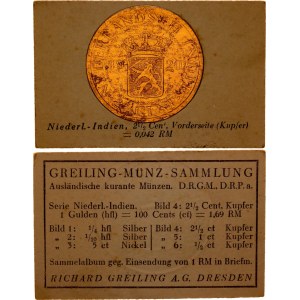 Netherlands East Indies 2-1/2 Cents 1920 German Collector's Coin Card