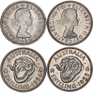 Australia 2 x 1 Shilling 1954 - 1955