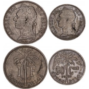 Belgian Congo 50 Centimes & 1 Franc 1925 - 1927