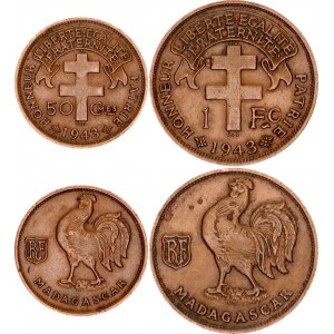 Madagascar 50 Centimes & 1 Franc 1943 SA
