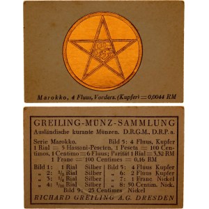 Morocco 10 Mazunas 1912 - 1922 AH 1330 - 1340 (ND) German Collector's Coin Card