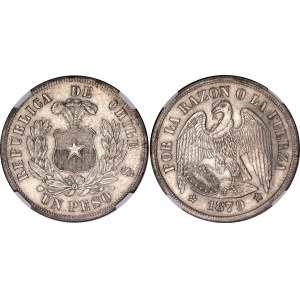 Chile 1 Peso 1879 So NGC AU 58