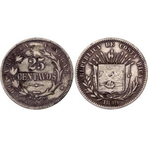 Costa Rica 25 Centavos 1889 HB