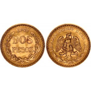 Mexico 2 Pesos 1945 (1951-1972) Mo Restrike