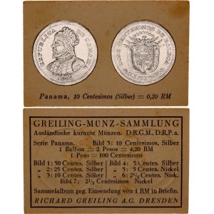 Panama 10 Centesimos 1904 German Collector's Coin Card