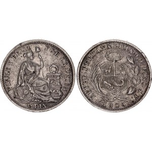Peru 1/2 Dinero 1905 / 805 Overdate