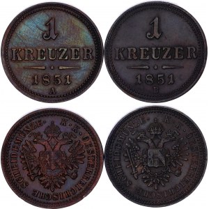 Austria 2 x 1 Kreuzer 1851 A & B