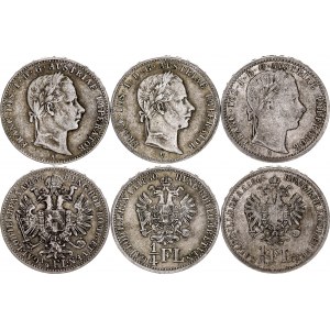 Austria 3 x 1/4 Florin 1858 -1862