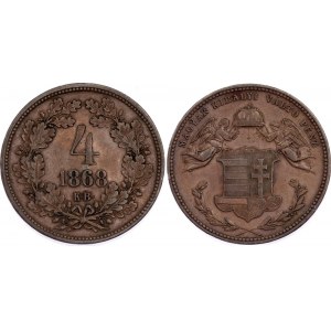 Hungary 4 Krajczar 1868 KB